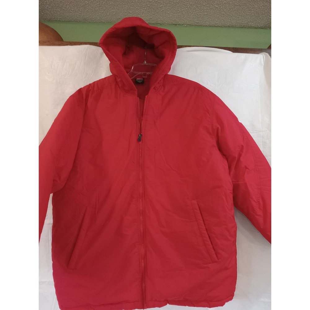Vintage Nike Team Hooded Puffer Jacket Mens M Red Full Zip Padded Winter Coat